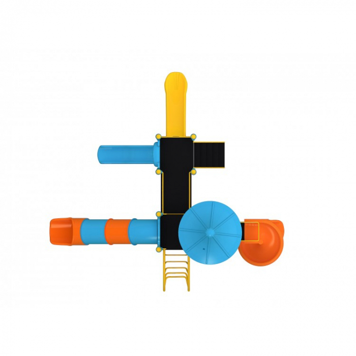 20M Clasic Echipament loc de joaca exterior parc din metal cu Scara 4 Tobogane Cataratoare si 2 Bancute [3]