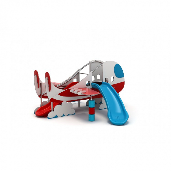 20YN Seria HDPE Echipament loc de joaca Avion cu 2 Tobogane si Cățărătoare [2]