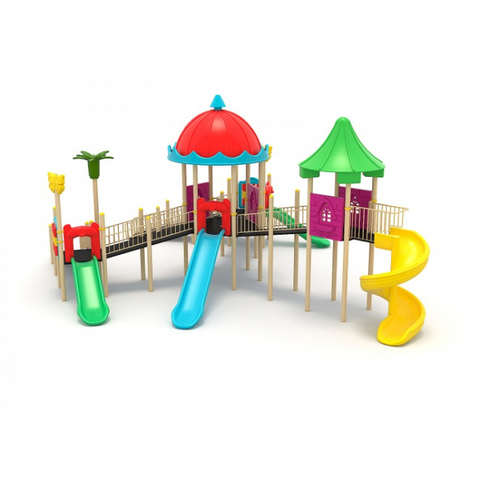 22EG Complex Ansamblu Echipamente loc de joaca dizabilitati exterior parc din metal cu 2 Rampe 4 Tobogane și Activități [2]