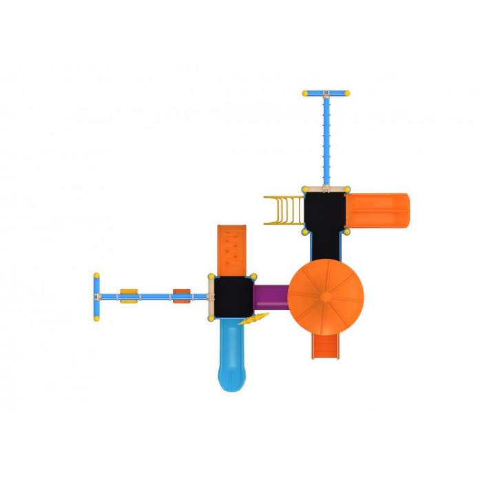 22M Clasic Echipament loc de joaca exterior parc din metal cu Scara 2 Tobogane 2 Leagane si 3 Cataratoare [3]