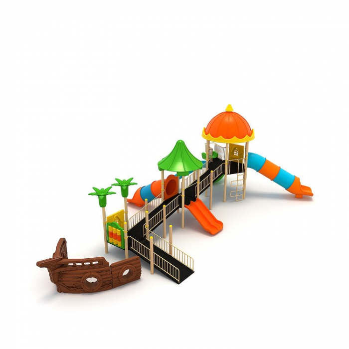 24EG Complex Ansamblu Echipamente loc de joaca dizabilitati exterior parc din metal cu Rampă 5 Tobogane Cățărătoare și Activități [2]