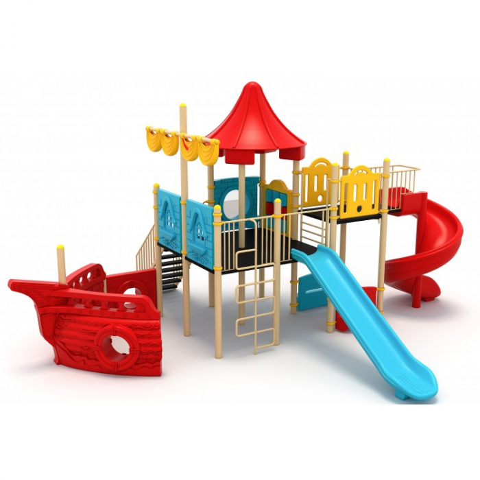 24M Vapor Ansamblu Echipamente loc de joaca exterior parc din metal cu Scara 2 Tobogane Cățărătoare Activitati si 2 Bancute [1]