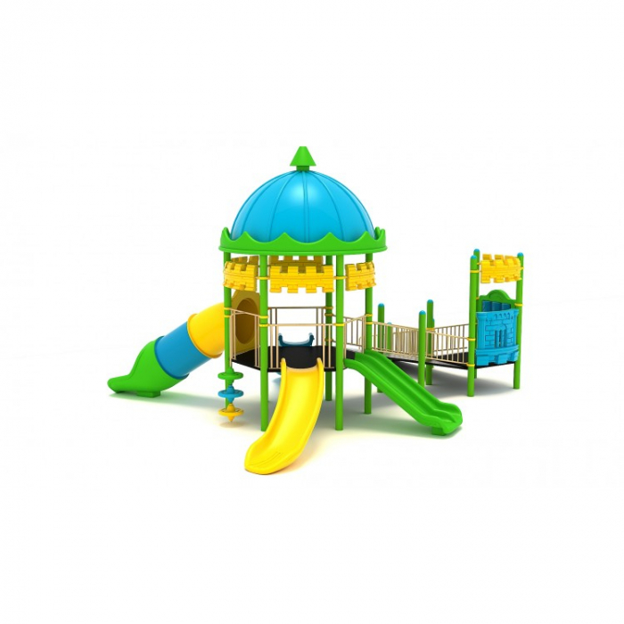 25EG Complex Echipament loc de joaca dizabilitati exterior parc din metal cu Rampă 4 Tobogane Cataratoare și Activități [2]
