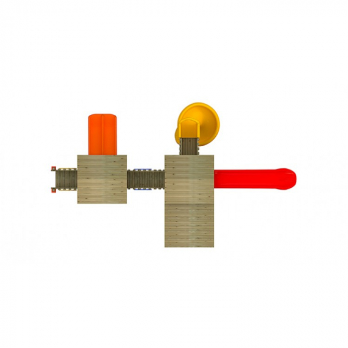 26A Clasic Echipament loc de joaca exterior parc din lemn cu Scara 3 Tobogane si 2 Bancute [3]