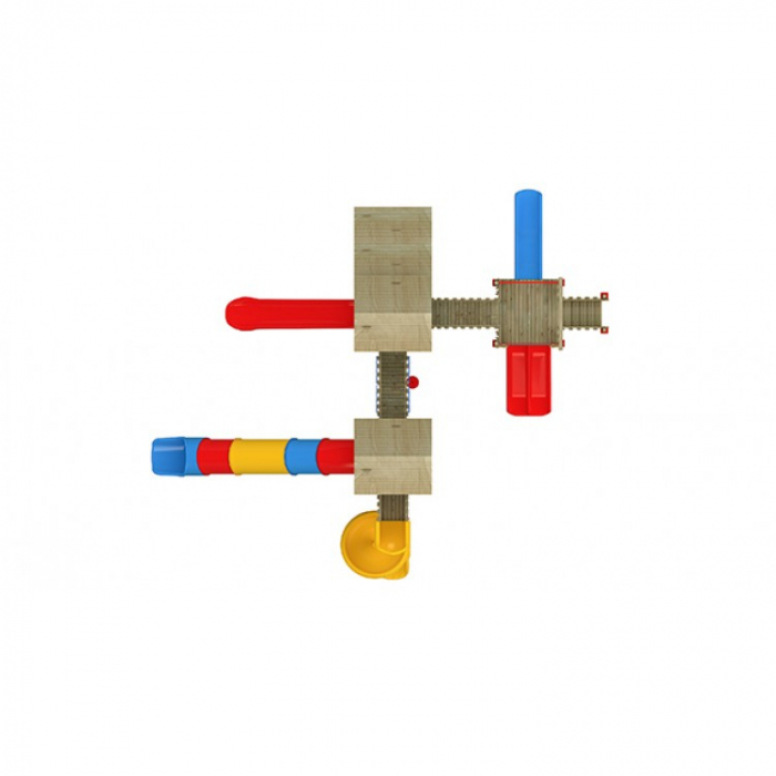 27A Clasic Ansamblu Echipament loc de joaca exterior parc din lemn cu Scara 5 Tobogane 2 Bancute si Cataratoare [3]