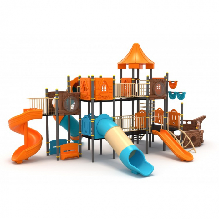 28M Vapor Ansamblu Echipamente loc de joaca exterior parc din metal cu Scara 4 Tobogane 2 Bancute și 2 Cățărătoare [2]
