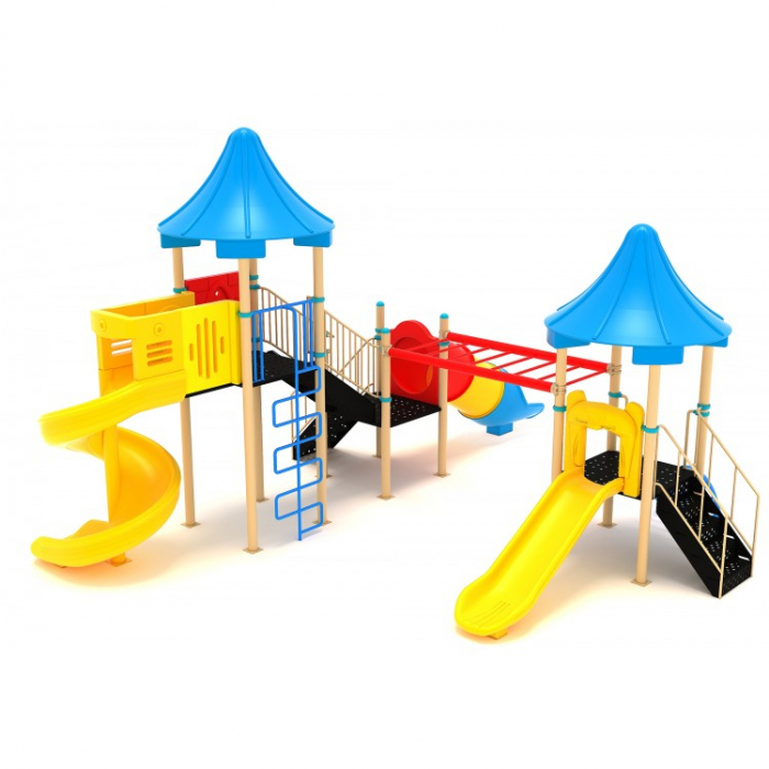 29M Clasic Ansamblu Echipamente loc de joaca exterior parc din metal cu 2 Scari 2 Tobogane si 3 Cataratoare [2]