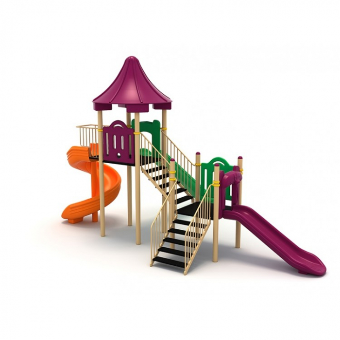 33M Clasic Echipament loc de joaca exterior parc din metal cu Scara si 3 Tobogane [2]