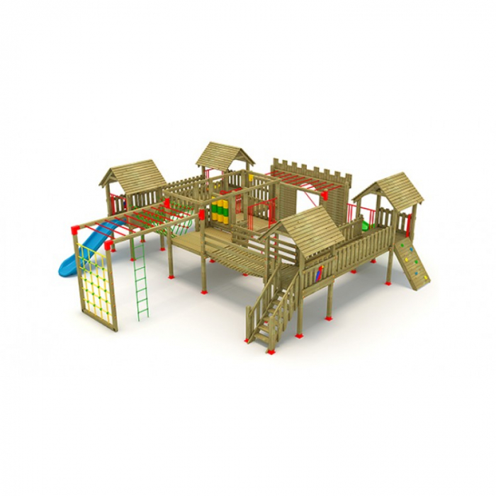 35A Castel Ansamblu Echipamente loc de joaca exterior parc din lemn cu Scara 3 Tobogane Activitati si 5 Cataratoare [2]