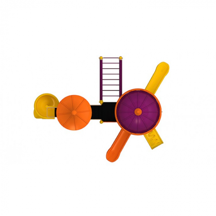 35M Clasic Echipament loc de joaca exterior parc din metal cu 3 Cataratoare si 3 Tobogane [3]