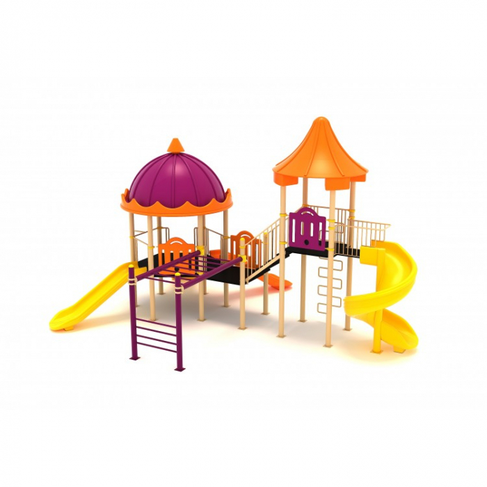 35M Clasic Echipament loc de joaca exterior parc din metal cu 3 Cataratoare si 3 Tobogane [2]