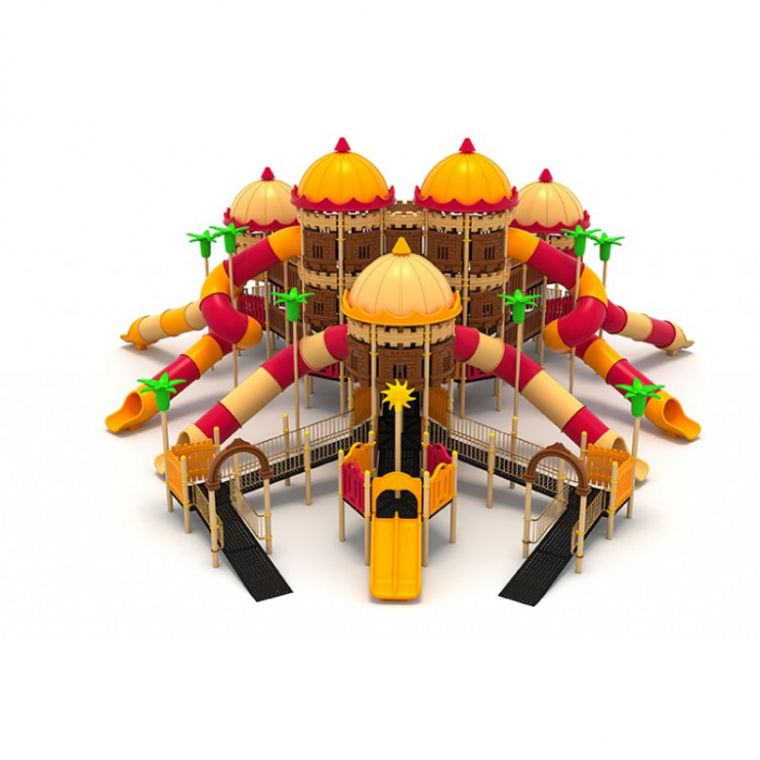 39M Castel Ansamblu Echipamente loc de joaca exterior parc din metal cu 4 Rampe si 10 Tobogane [1]