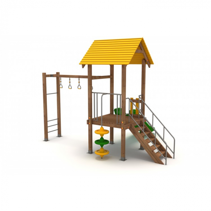 46A Clasic Echipament loc de joaca exterior parc din lemn cu Scara Tobogan si 2 Cataratoare [2]