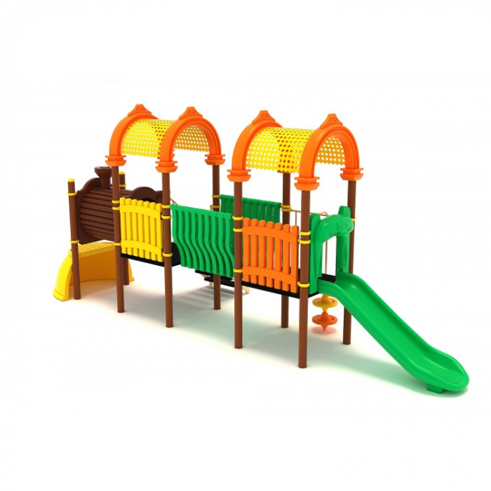 47M Tren Echipament loc de joaca exterior parc din metal cu Scară Tobogan și Cățărătoare [2]