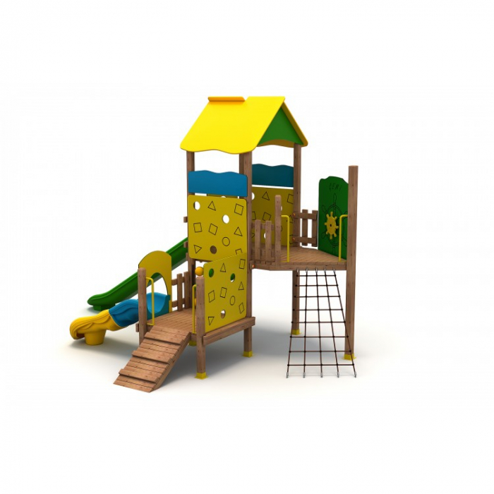 48A Clasic Echipament loc de joaca exterior parc din lemn cu 2 Cataratoare 2 Tobogane si Activitati [2]
