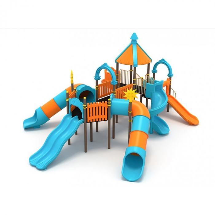 50M Clasic Echipament loc de joaca exterior parc din metal cu Scara si 6 Tobogane [1]