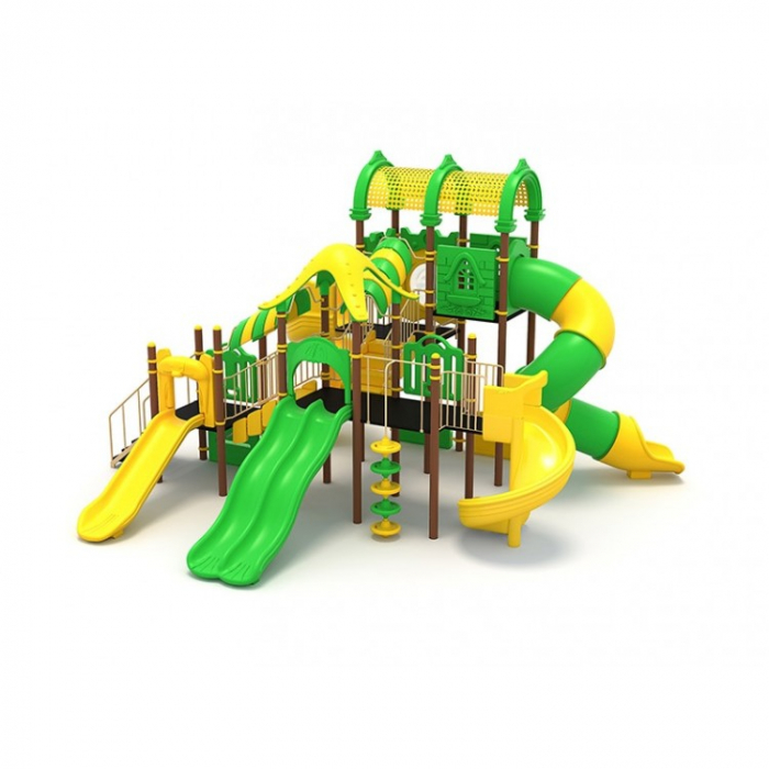 51M Clasic Ansamblu Echipament loc de joaca exterior parc din metal cu Scara 5 Tobogane Tunel Cataratoare si 3 Bancute [2]