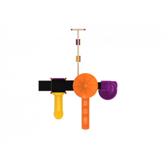 54M Clasic Echipament loc de joaca exterior parc din metal cu Scara 3 Tobogane si 2 Leagane [3]