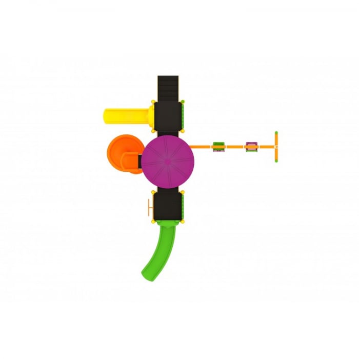 55M Clasic Echipament loc de joaca exterior parc din metal cu Scara 3 Tobogane 2 Leagane si Cataratoare [3]