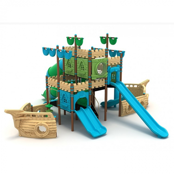 64M Vapor Ansamblu Echipamente loc de joaca exterior parc din metal cu Scara 4 Tobogane și Cățărătoare [2]