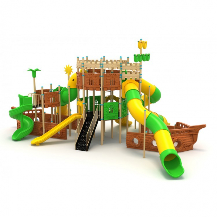 66M Vapor Ansamblu Echipamente loc de joaca exterior parc din metal cu Scara 6 Tobogane și Cățărătoare [2]