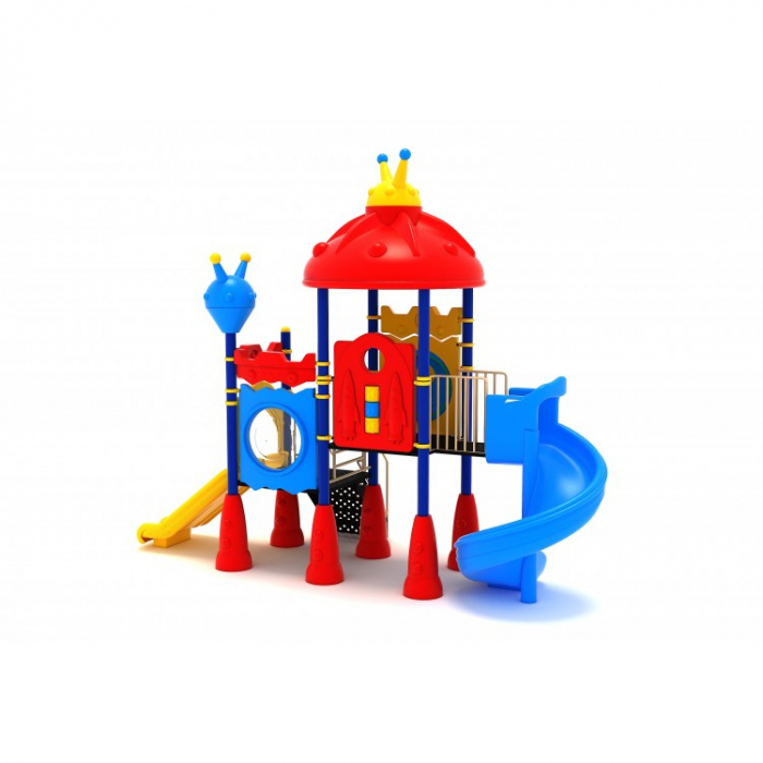 73M Cosmos Echipament loc de joaca exterior parc din metal cu Scara Activitati si 2 Tobogane [1]