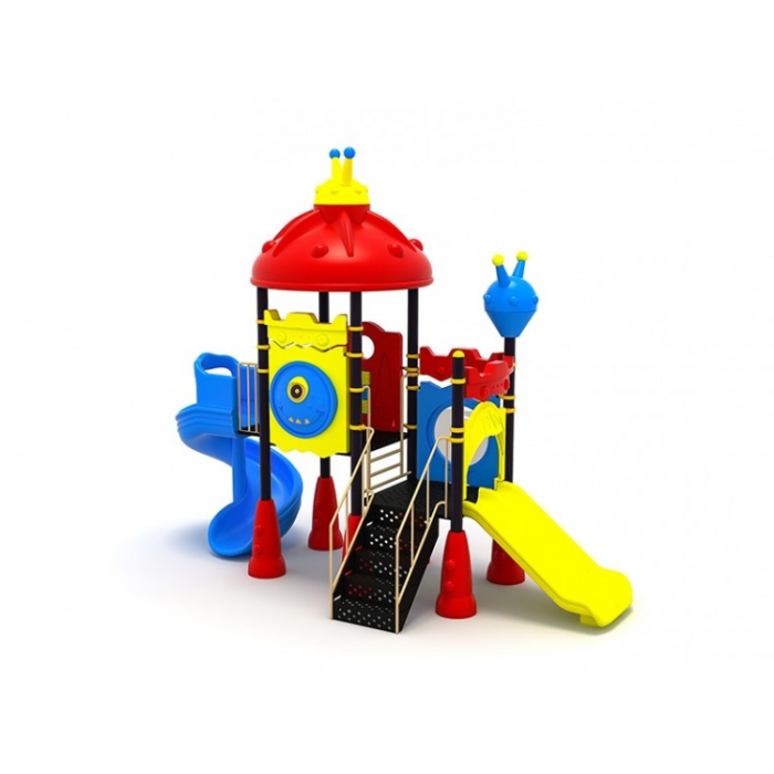 73M Cosmos Echipament loc de joaca exterior parc din metal cu Scara Activitati si 2 Tobogane [2]