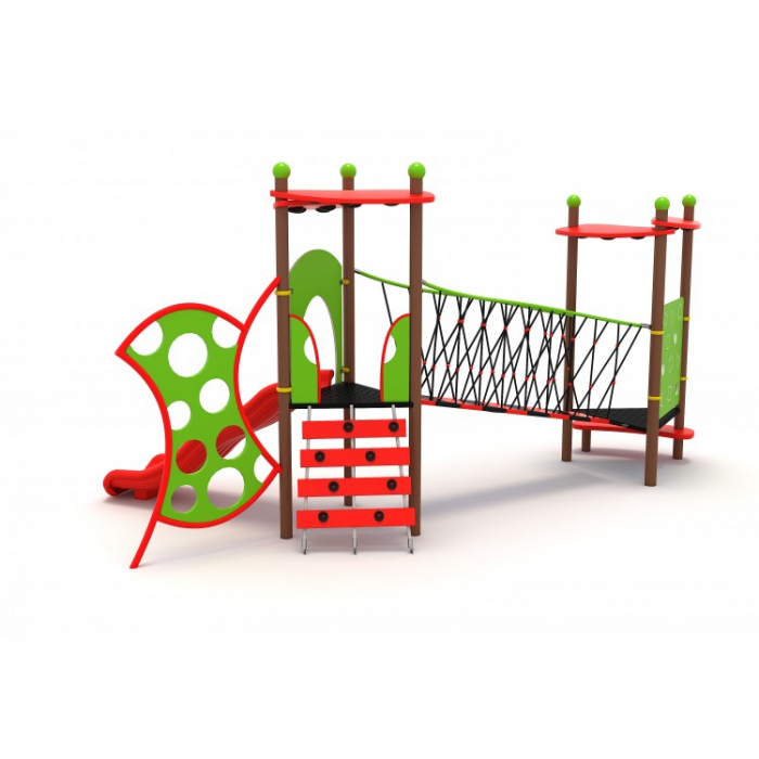 77M Clasic Echipament loc de joaca exterior parc din metal cu Tobogan și 2 Cățărătoare [1]