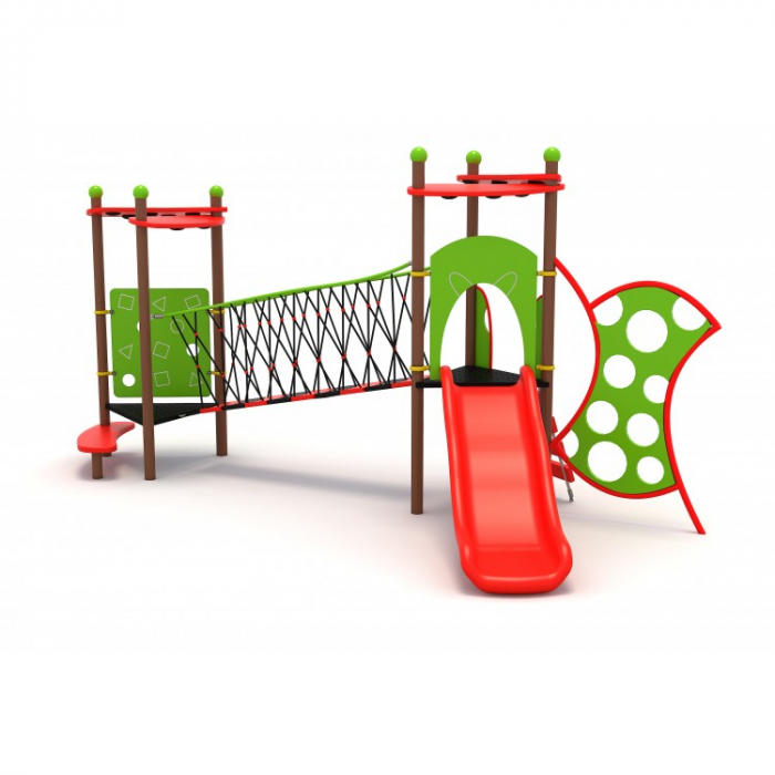 77M Clasic Echipament loc de joaca exterior parc din metal cu Tobogan și 2 Cățărătoare [2]