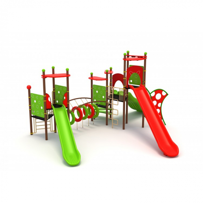 78M Clasic Echipament loc de joaca exterior parc din metal cu Scara 3 Tobogane și 4 Cățărătoare [3]