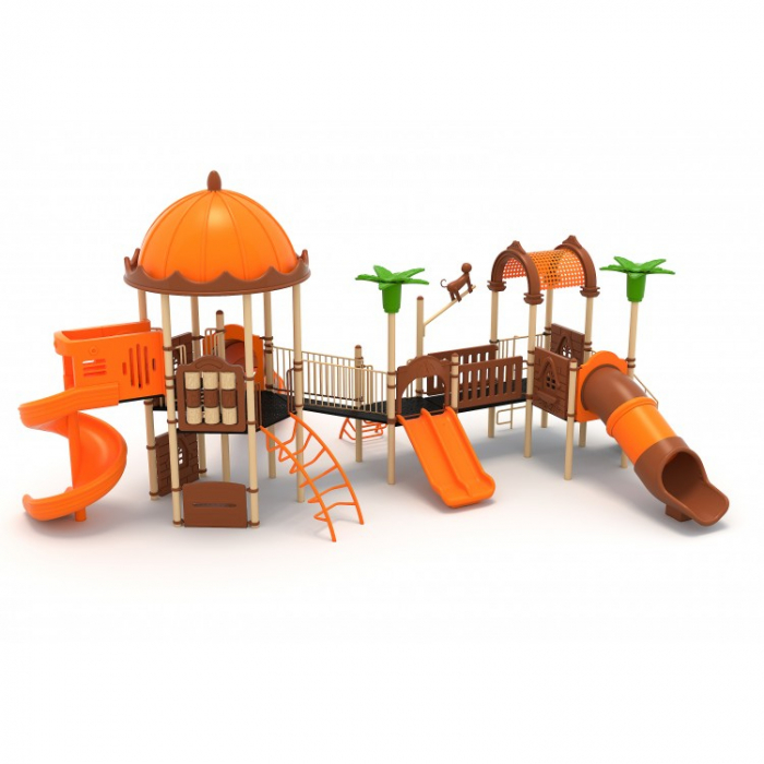 82M Clasic Echipament loc de joaca exterior parc din metal cu Scară 4 Tobogane 3 Cățărătoare și Băncuta [2]