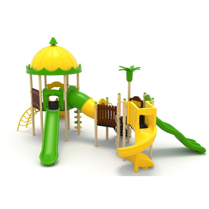 88M Clasic Echipament loc de joaca exterior parc din metal cu Scară 3 Tobogane 3 Cățărătoare și Activități [2]