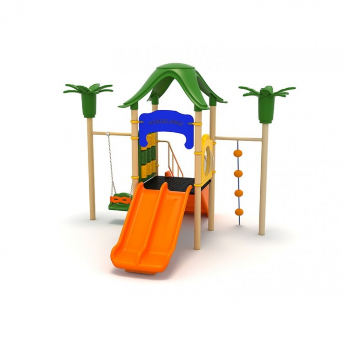 90M Clasic Echipament loc de joaca exterior parc din metal cu Scară Tobogan Cățărătoare și Leagăn [2]