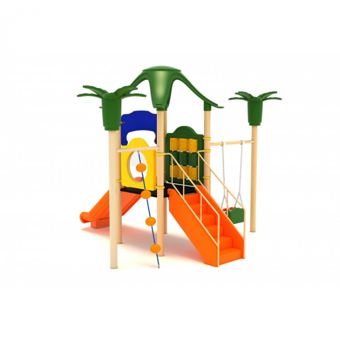 90M Clasic Echipament loc de joaca exterior parc din metal cu Scară Tobogan Cățărătoare și Leagăn [1]