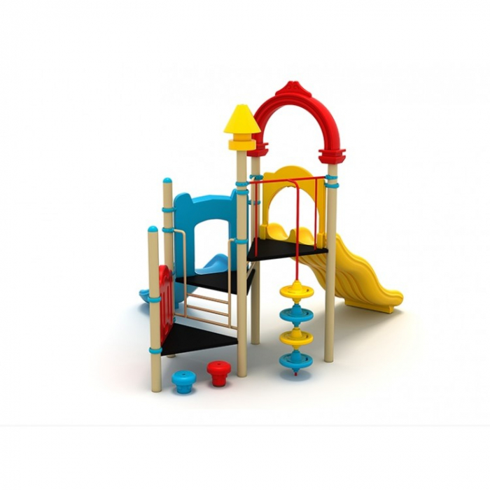 95M Clasic Echipament loc de joaca exterior parc din metal cu 2 Tobogane și 2 Cățărătoare [2]