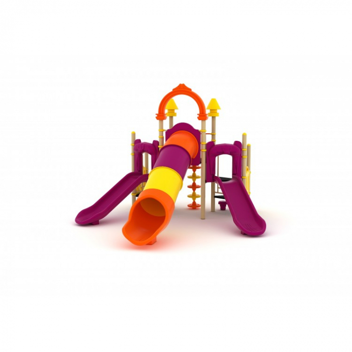 96M Clasic Echipament loc de joaca exterior parc din metal cu 3 Tobogane si 3 Cataratoare [2]