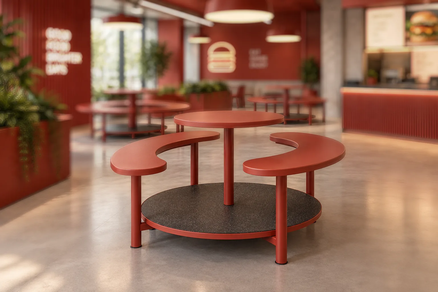 Bancheta circulara cu masa pentru fast food si cafenea - PICNIX [4]