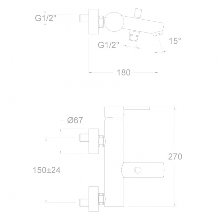 Baterie cada/dus monocomanda DRAKO 3305D [2]
