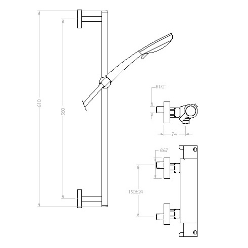 Baterie dus termostatic cu coloana DRAKO 339303AS [2]