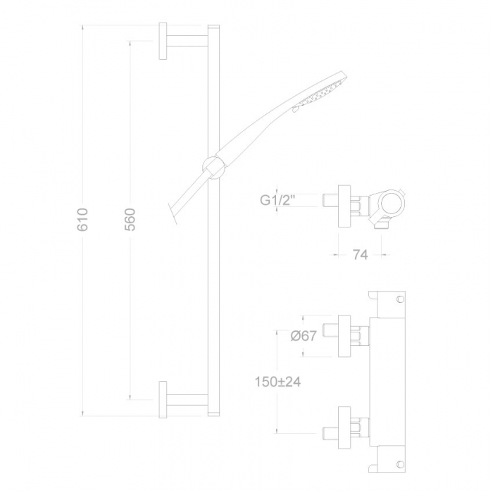 Baterie dus termostatic cu coloana DRAKO 339403T3 [2]