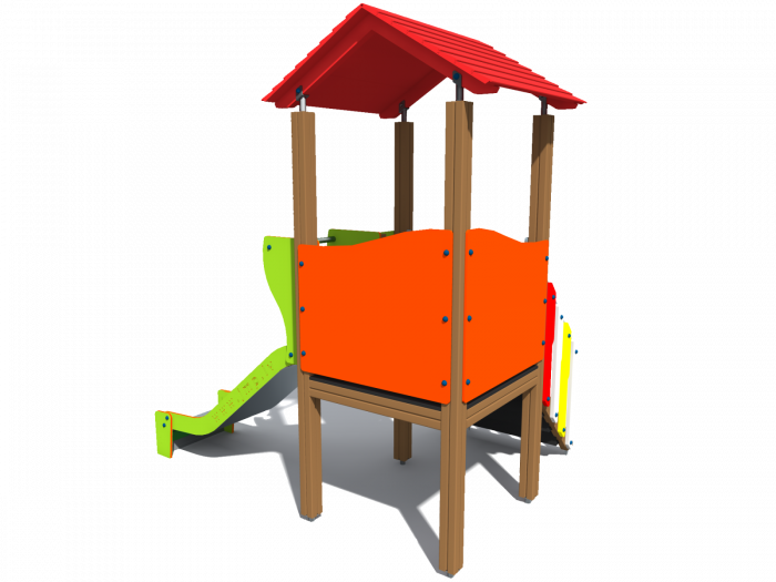 BRL101 Clasic Echipament loc de joaca exterior parc din lemn cu Scara si Tobogan [2]