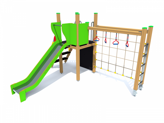 BRL12 Clasic Echipament loc de joaca exterior parc din lemn cu Scara 3 Cataratoare si Tobogan [2]