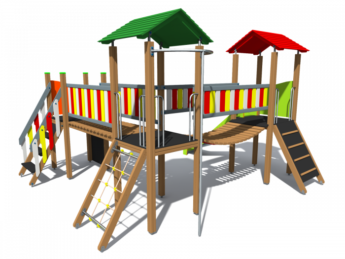 BRL31 Clasic Echipament loc de joaca exterior parc din lemn cu Scara 4 Cataratoare si Tobogan [2]
