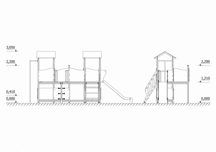 BRL61 Clasic Echipament loc de joaca exterior parc din lemn cu Scara Cataratoare Bacute si Tobogan [4]