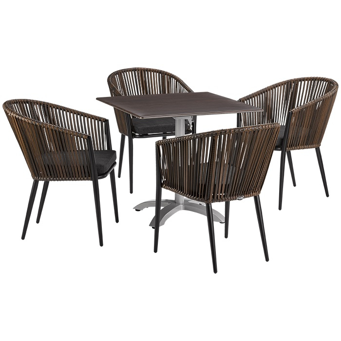 Fotolii terasa/outdoor aluminiu vopsit cu sezut perna hidrofuga si spatar corzi ORION [3]