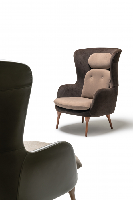 Fotoliu lounge de relaxare cu scoica tapitata cu spatar inalt BARONA [5]