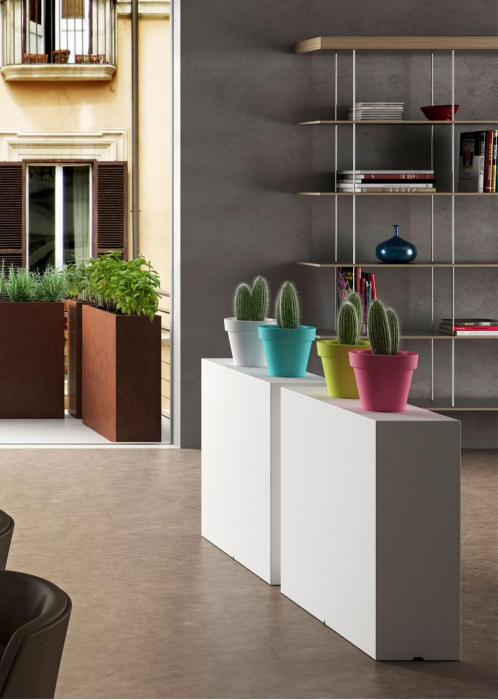 Jardiniera din plastic cu roti incluse pentru terasa - KUBE HIGH [7]