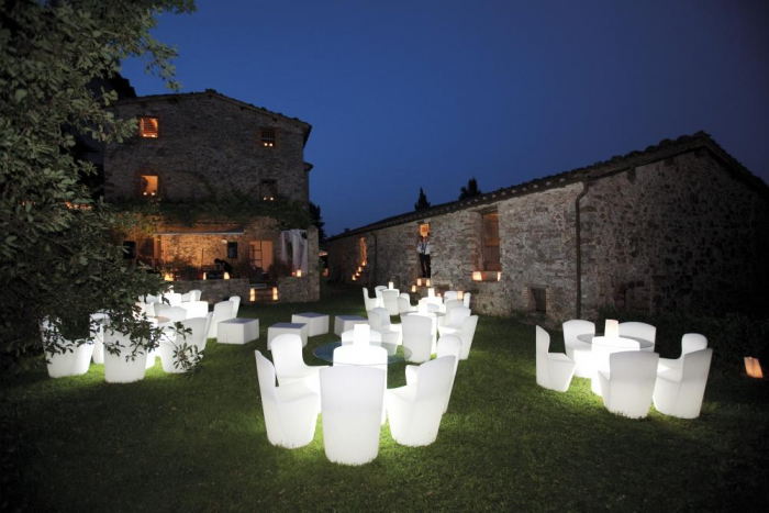 Masa luminoasa cu blat din sticla si coloana din plastic - ARTHUR [2]