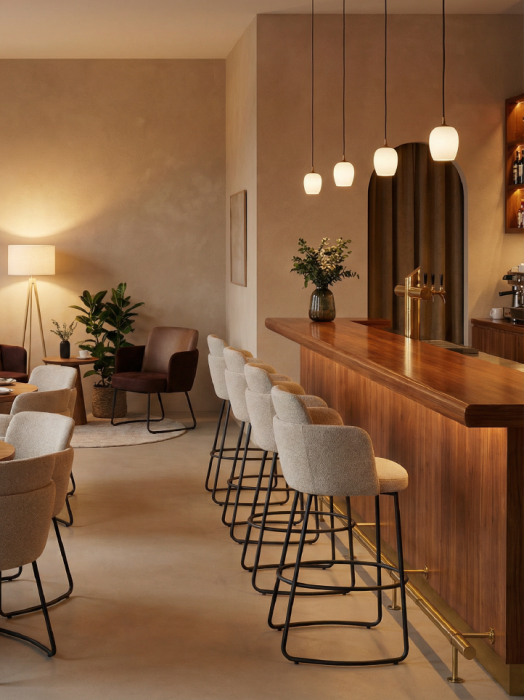 Scaun de bar cu cadru metalic si scoica tapitata - AZIS [3]