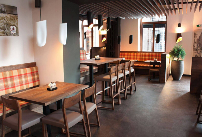 Scaune moderne inalte de bar cadru lemn sezut tapitat LINEA SG1001 [8]